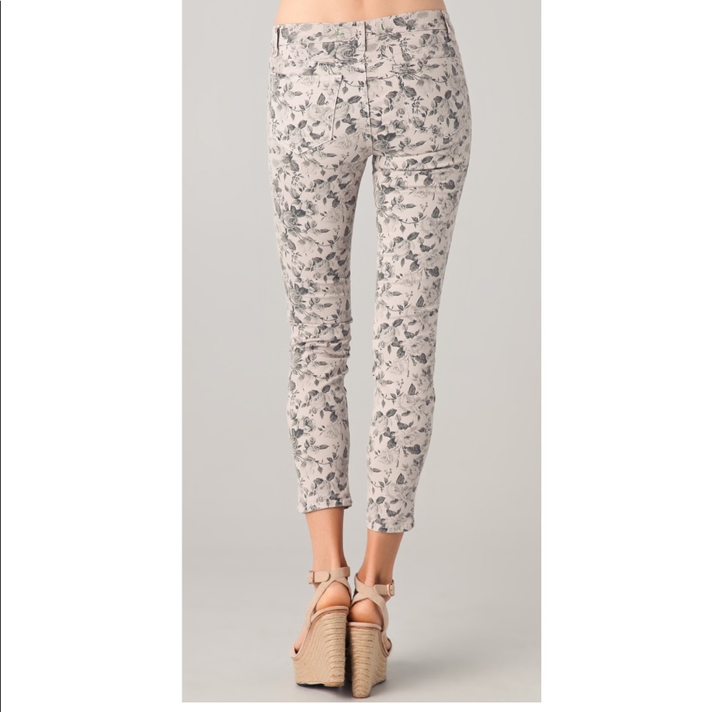 J Brand floral skinny jeans.